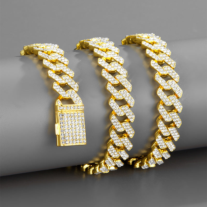 Wholesale Diamond Alloy Cuban Chain Necklace