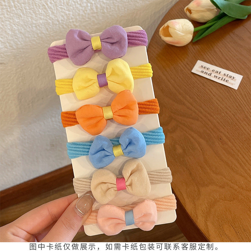 Wholesale Kids Bow Knot Flower Cloth Hair Scrunchies 6pcs/Set