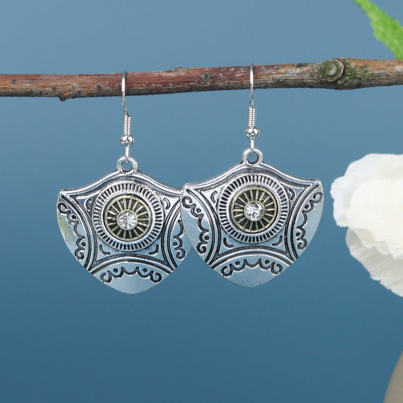 Wholesale Bohemian Silver Turquoise Alloy Earrings