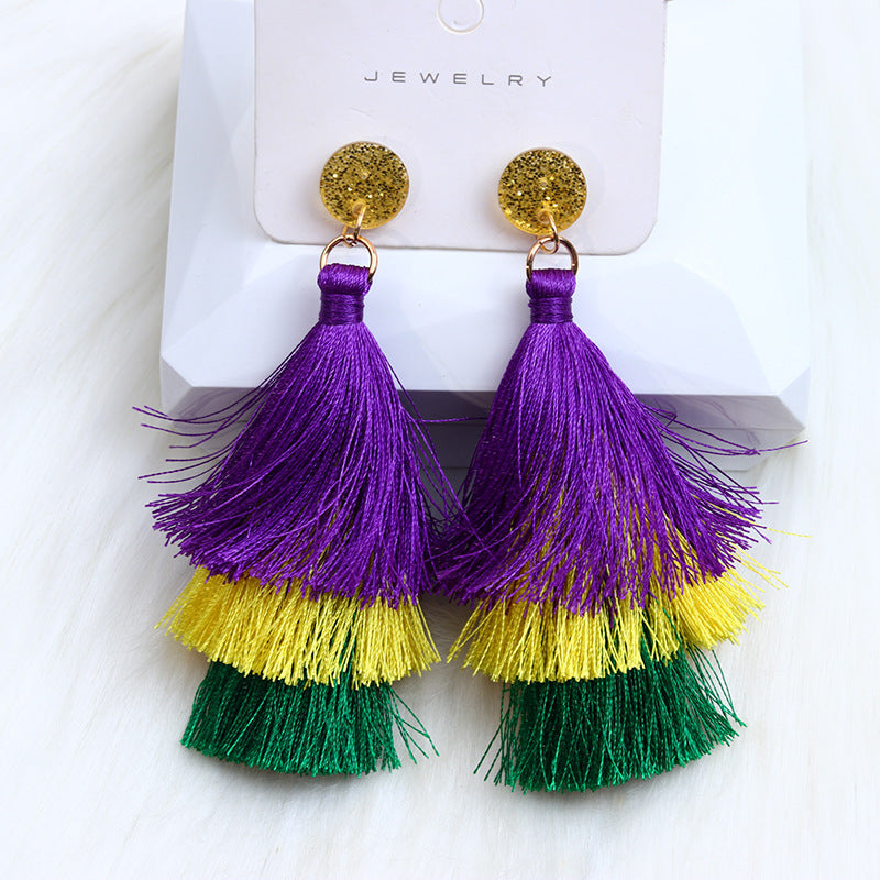 Wholesale Mardi Gras Water-saving Drop Shaped Minimalist Acrylic Earrings
