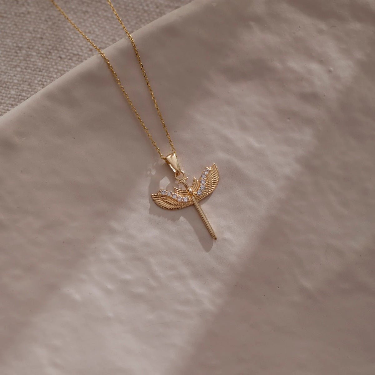 Wholesale Stainless Steel Guardian Angel Wings Pendant Sweater Chain