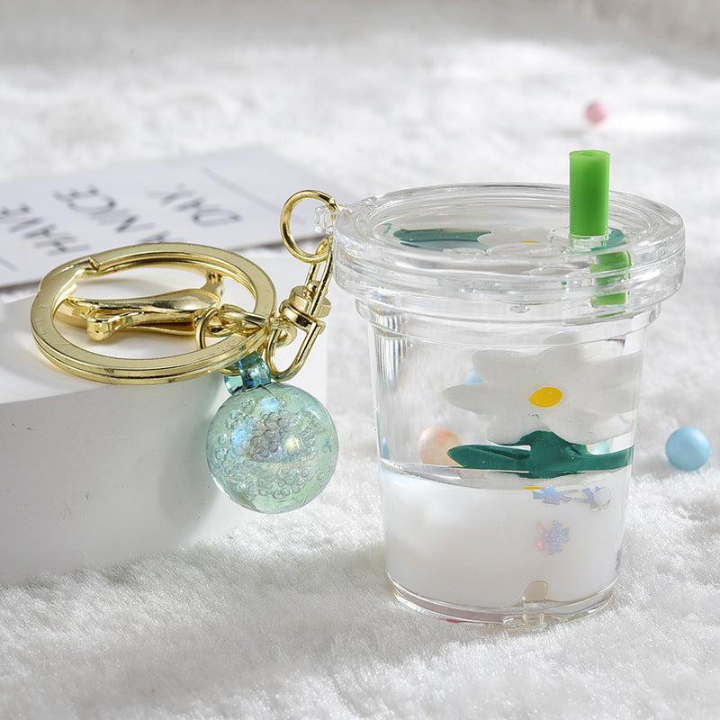 Wholesale Acrylic Oiled Floating Flowers Creative Key Chain
