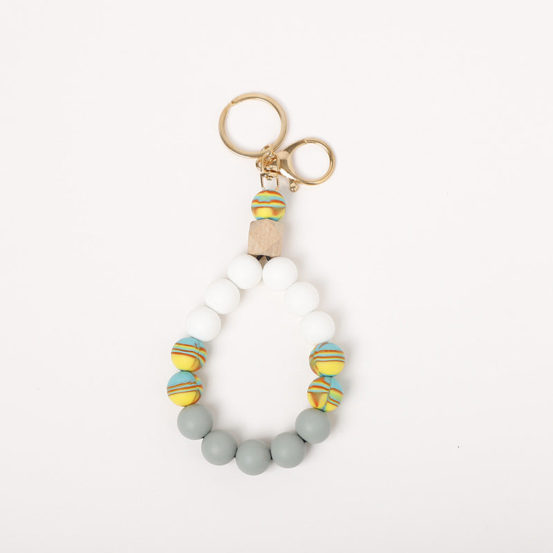 Wholesale Silicone Beaded Wrist Keychain