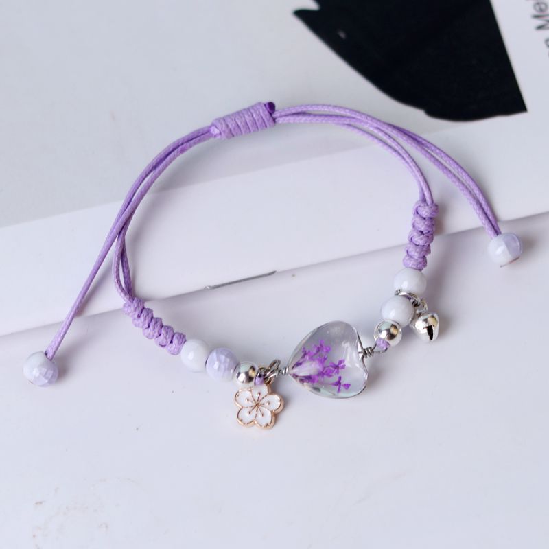 Flores secas al por mayor Love el corazón brazalete en forma de corazón