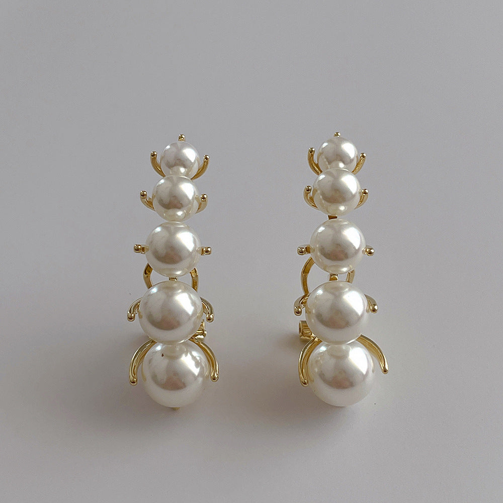 Wholesale French Vintage Imitation Pearl Clip/cuff Earrings