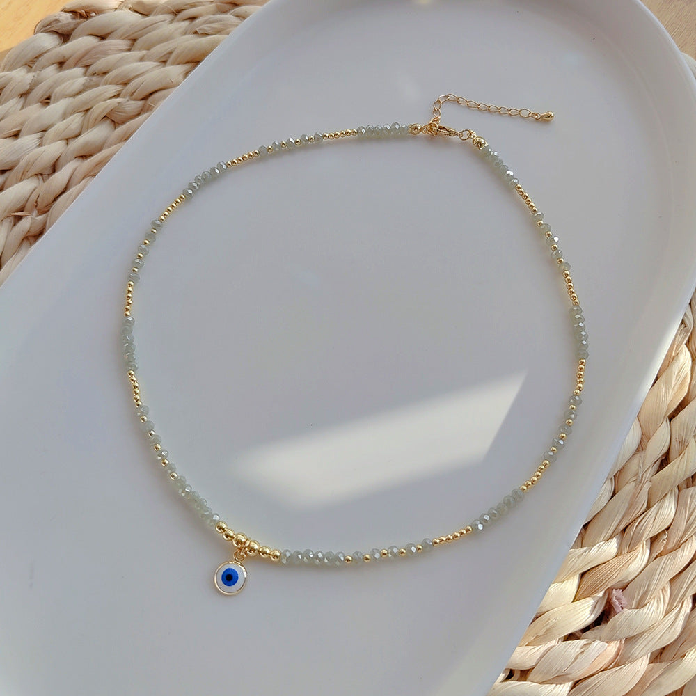 Wholesale Bohemian Oil Drop Evil Eye Artificial Crystal Beads Necklace