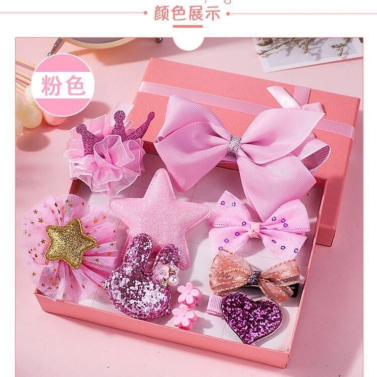 Wholesale Children's Gift Box Set of Ten Cloth Hair Clips