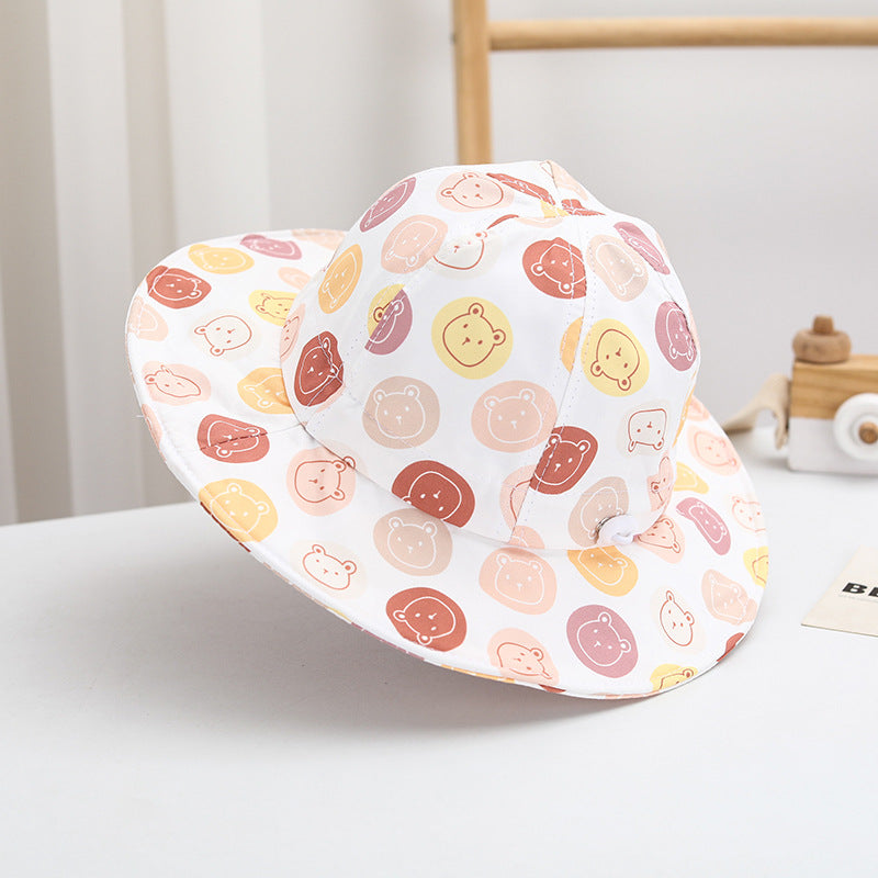 Sombrero de pescador para niños con diseño de osito grande de algodón al por mayor
