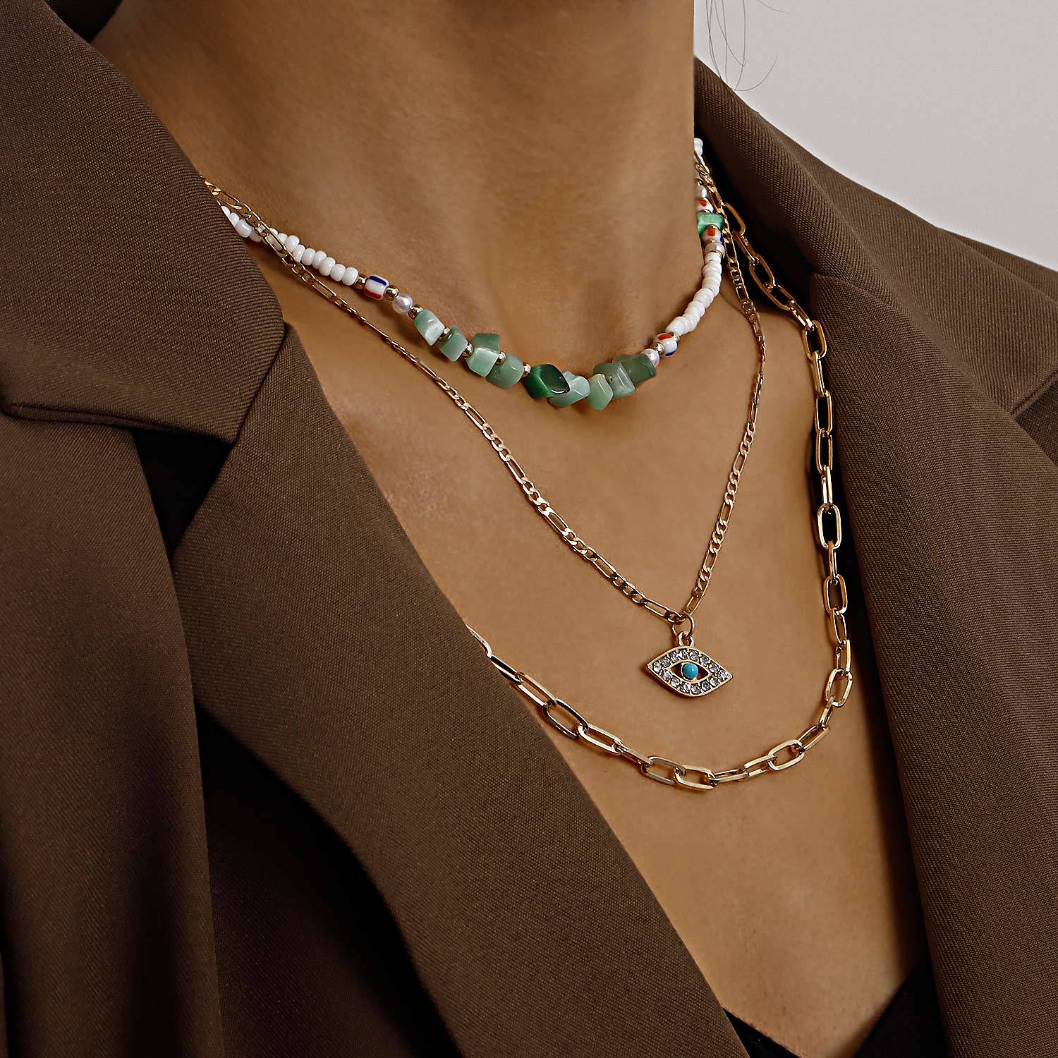 Collar De Aleación De Ojo De Diablo De Diamante al por mayor