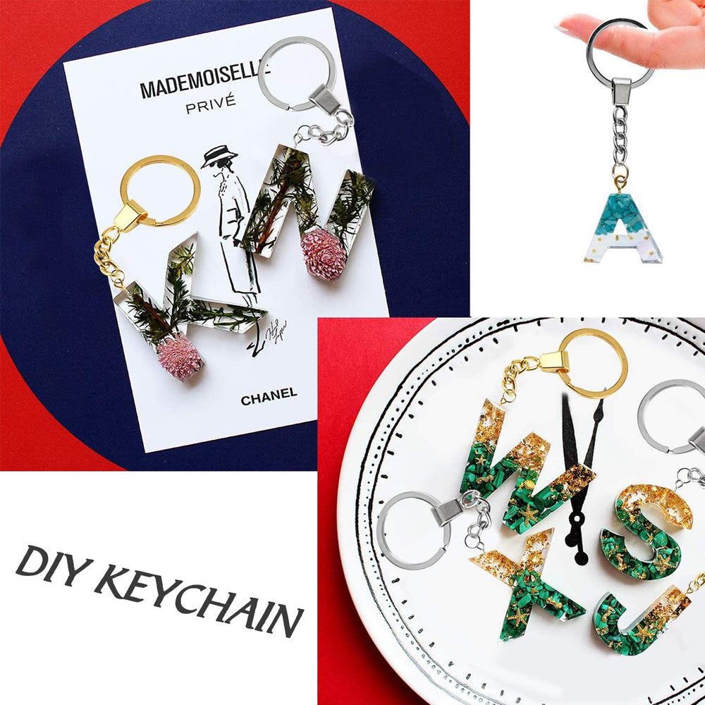 Comercio al por mayor 73pcs Digital Pinyin Alfabeto Epoxi Molde Llavero Conjunto