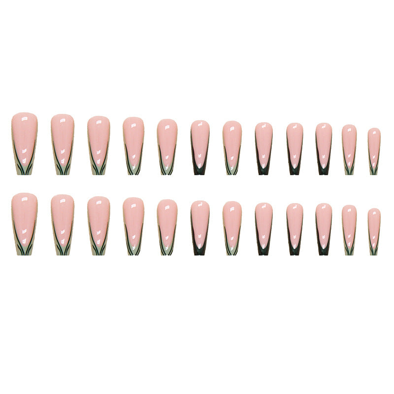 Wholesale French Style Green Stripe Nail Art Patches