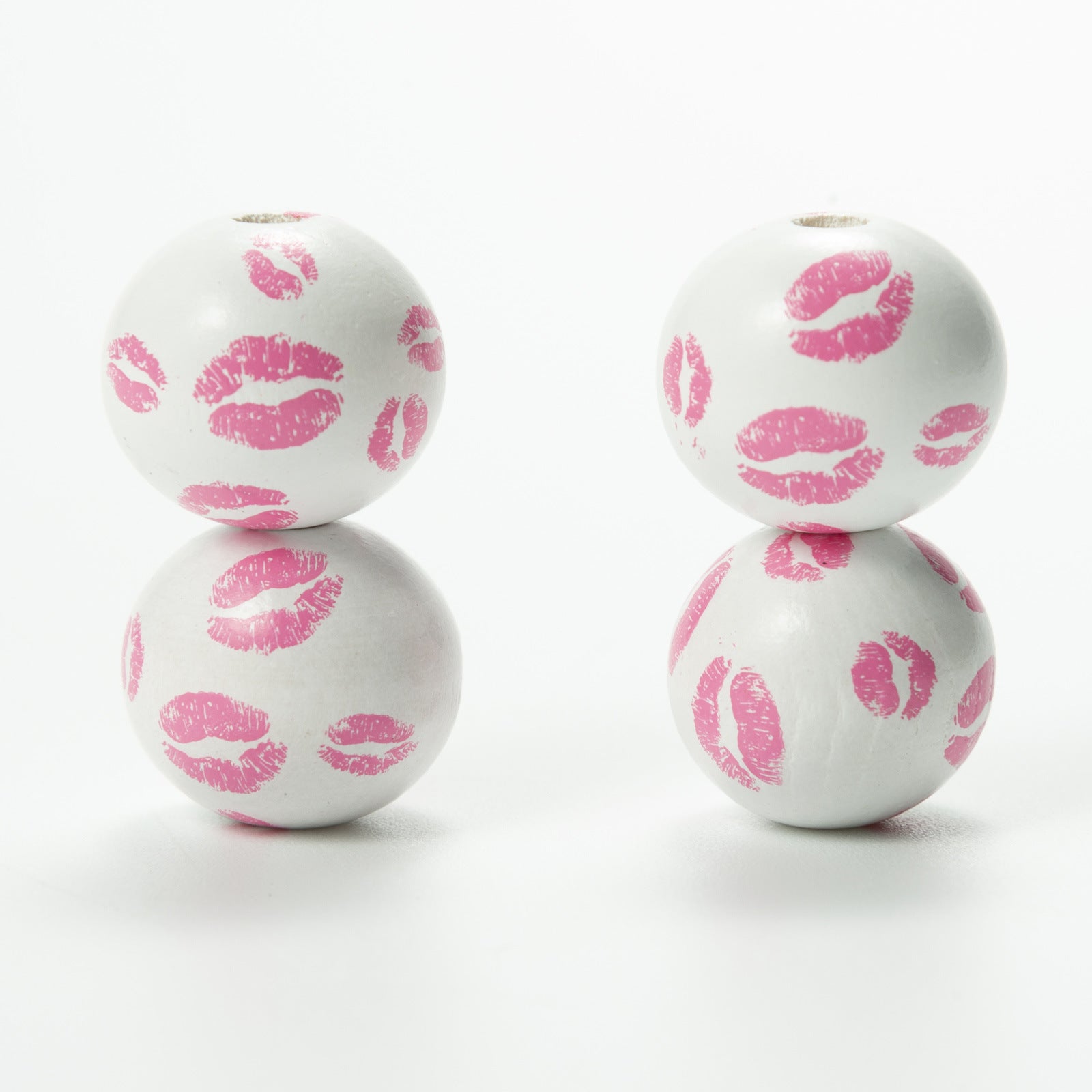 Venta al por mayor 20PCS 20MM Cuentas de madera con impresión de labios