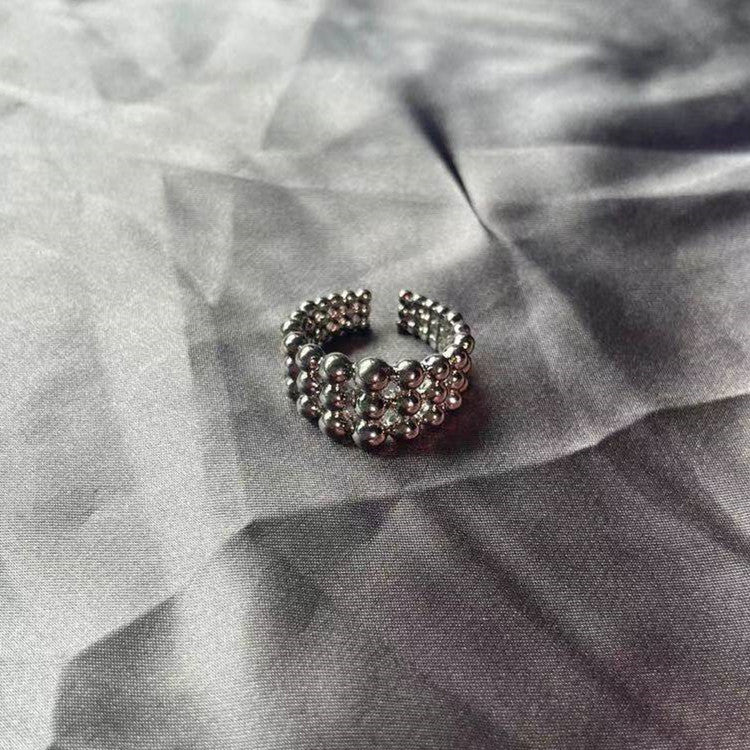 Venta al por mayor aleación bola brillante oro plata anillo abierto