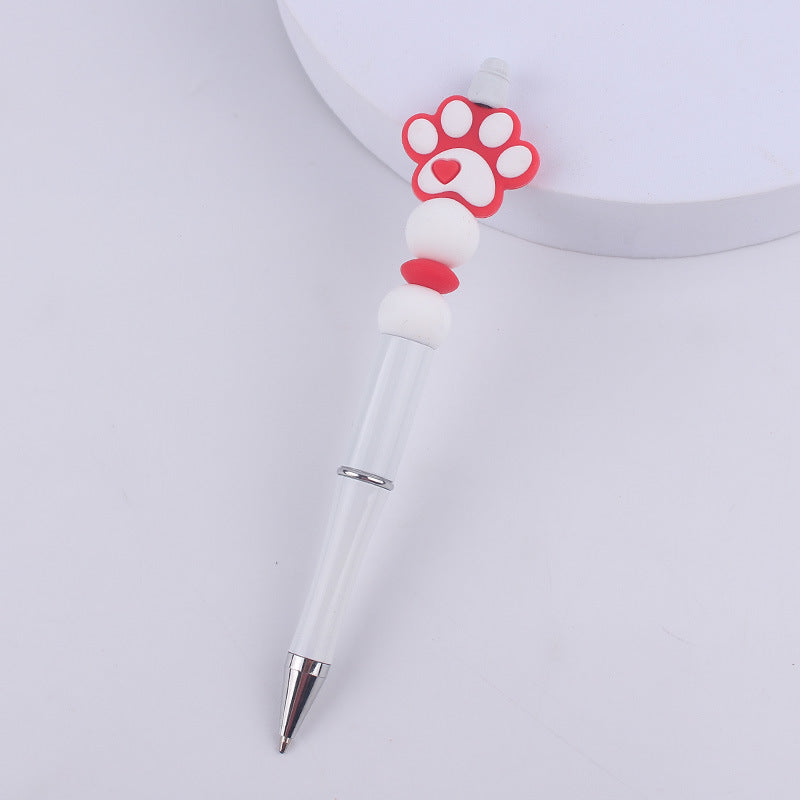 Wholesale Handmade Bead Pen Cartoon Dog Paw Silicone Ballpoint Pen
