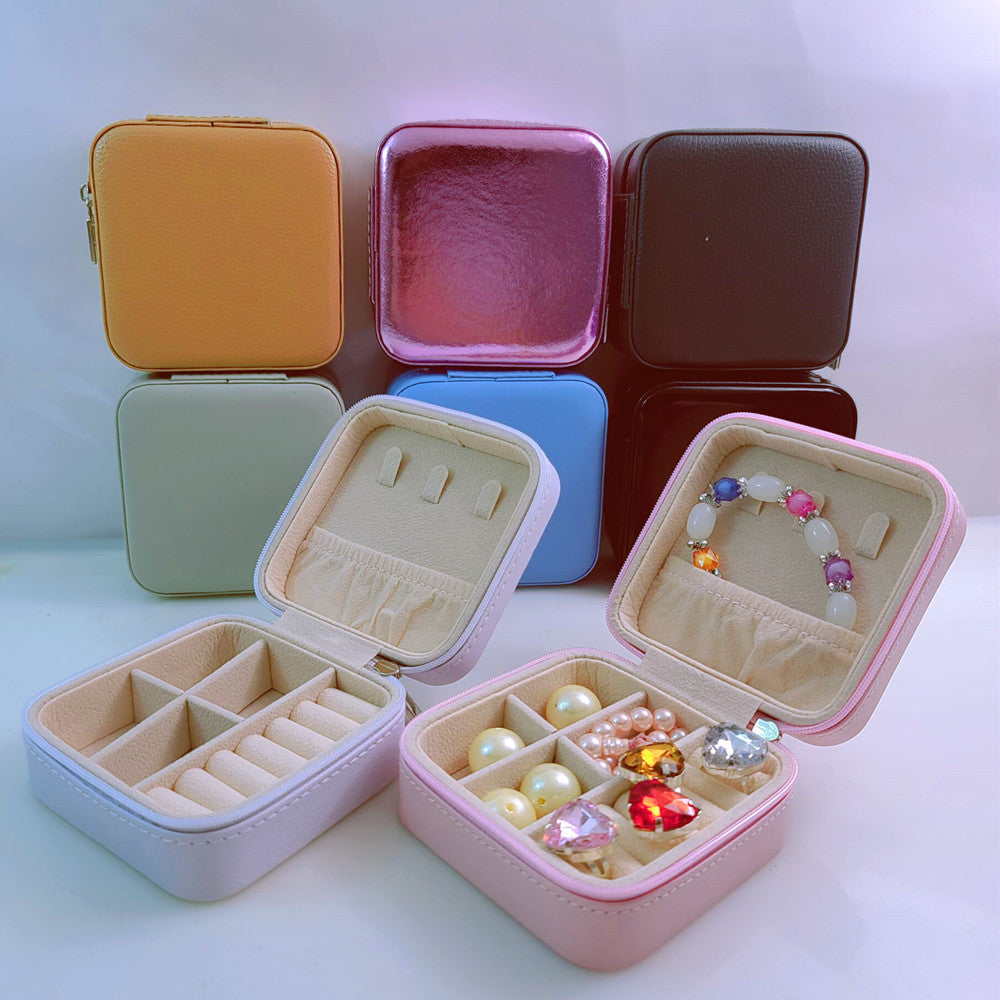 Wholesale PU Inlaid Diamond Macaron Color Jewelry Storage Box