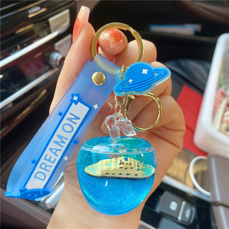 Llavero de botella flotante de crucero acrílico acrílico al por mayor