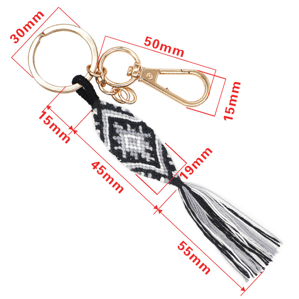 Wholesale Hand Woven Tassel Cotton Thread Keychain