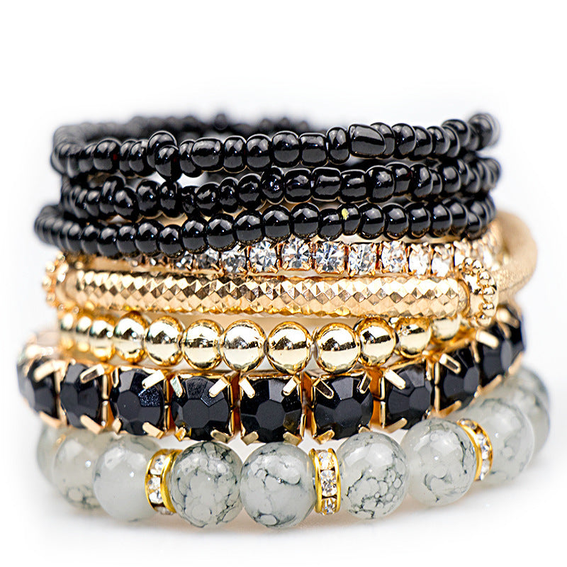 Wholesale Bohemian Glass Beads Layered Bracelet Set