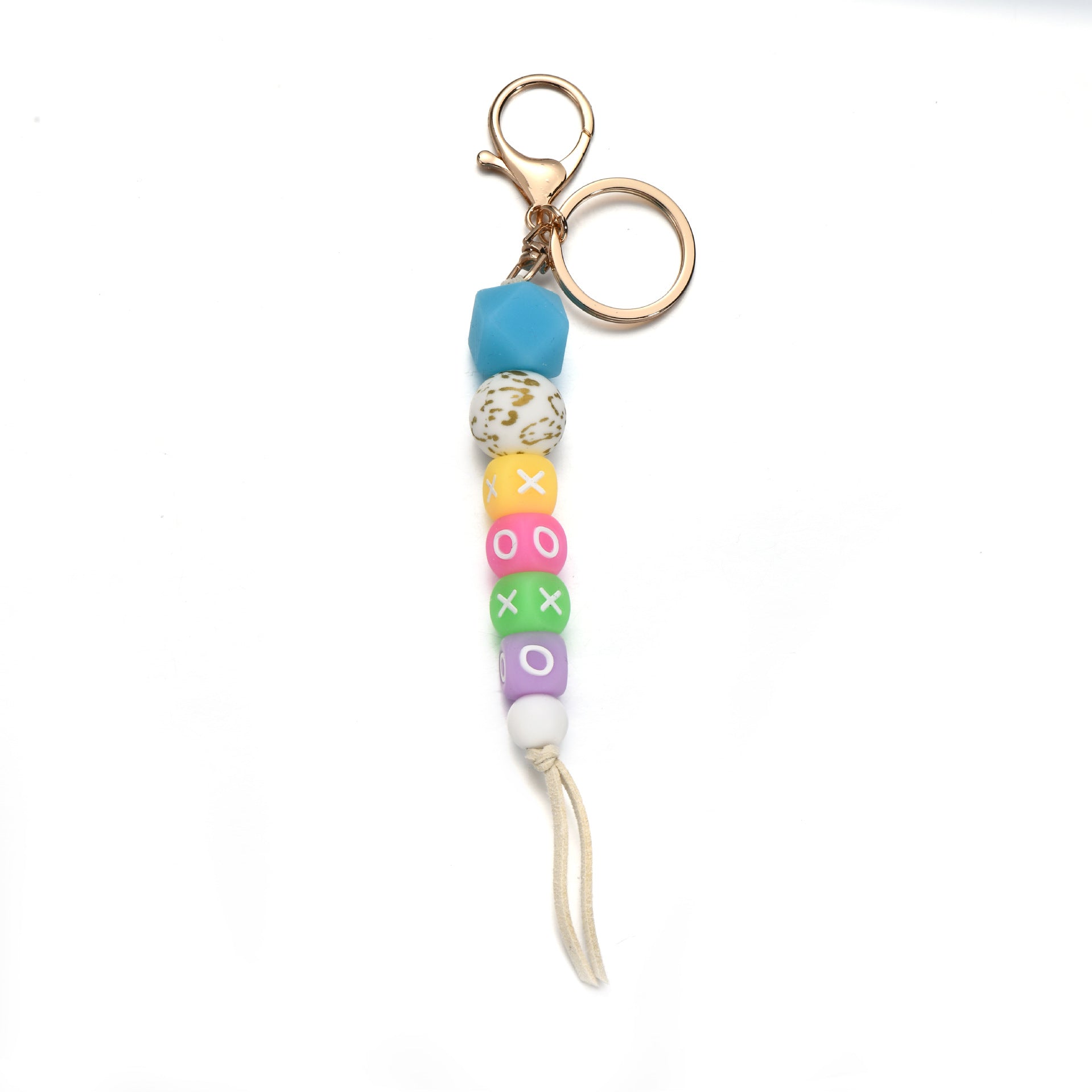 Llavero con cuentas de silicona de color luminoso al por mayor
