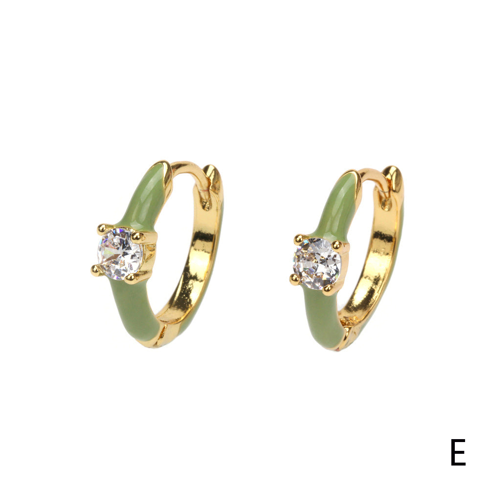 Wholesale Colorful Oil Drip Circle Copper Earrings