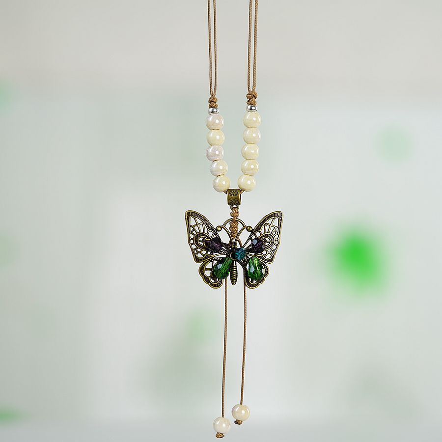 Wholesale Butterfly Long Ceramic Beads Necklace