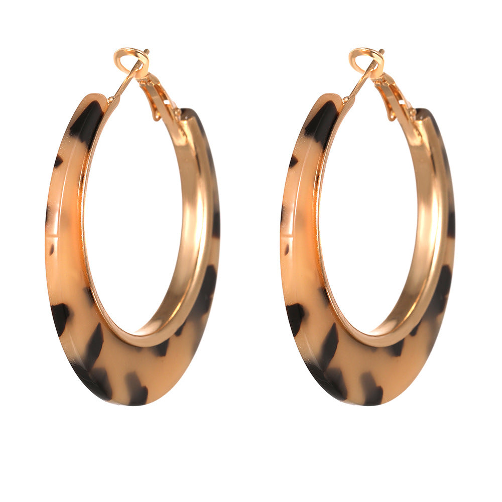 Conjunto de joyería acrílica de forma C mayorista estampado de leopardo 4 piezas pulsera