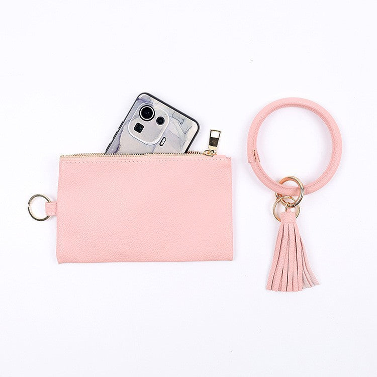 Wholesale PU Leopard Sunflower Coin Purse Wrist Keychain