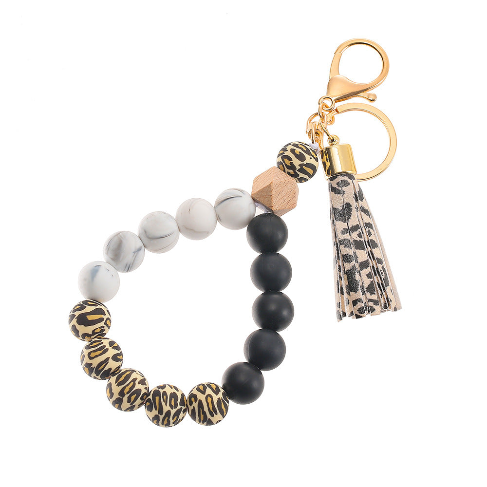 Wholesale Colorful Silicone Beaded Wrist Keychain