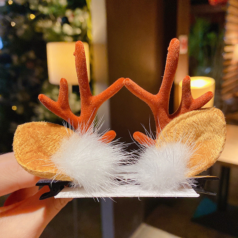 Wholesale Soft Clay Christmas Antler Hair Clips