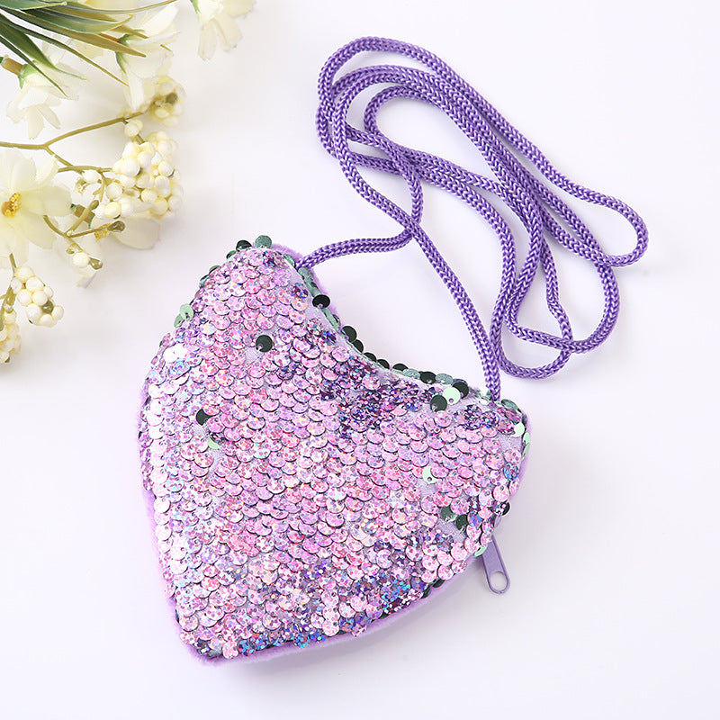 Wholesale Fabric Sequin Heart Children Shoulder Bag