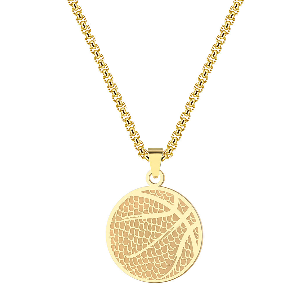 Wholesale Stainless Steel Basketball Pendant Necklace