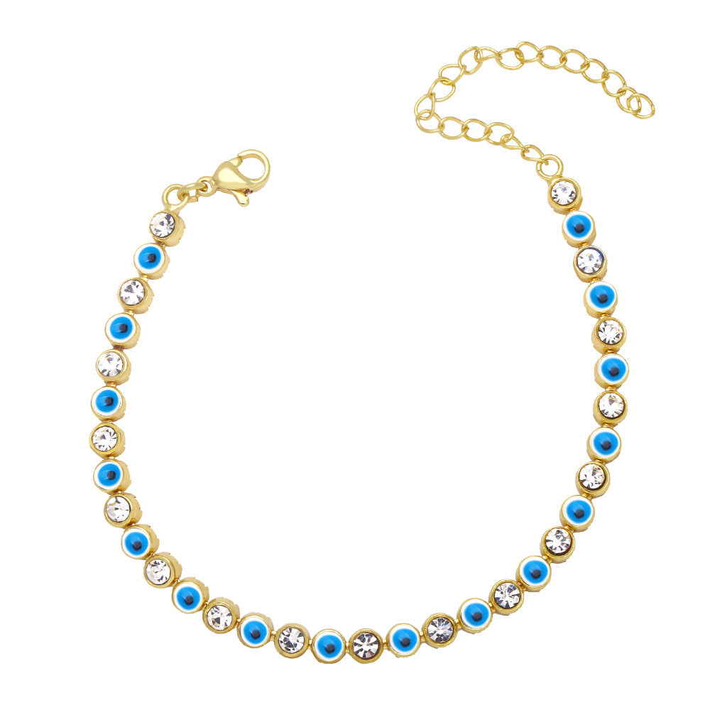 Pulsera de aleación de ojo de diablo de aceite de oro chapado en el ojo de goteo