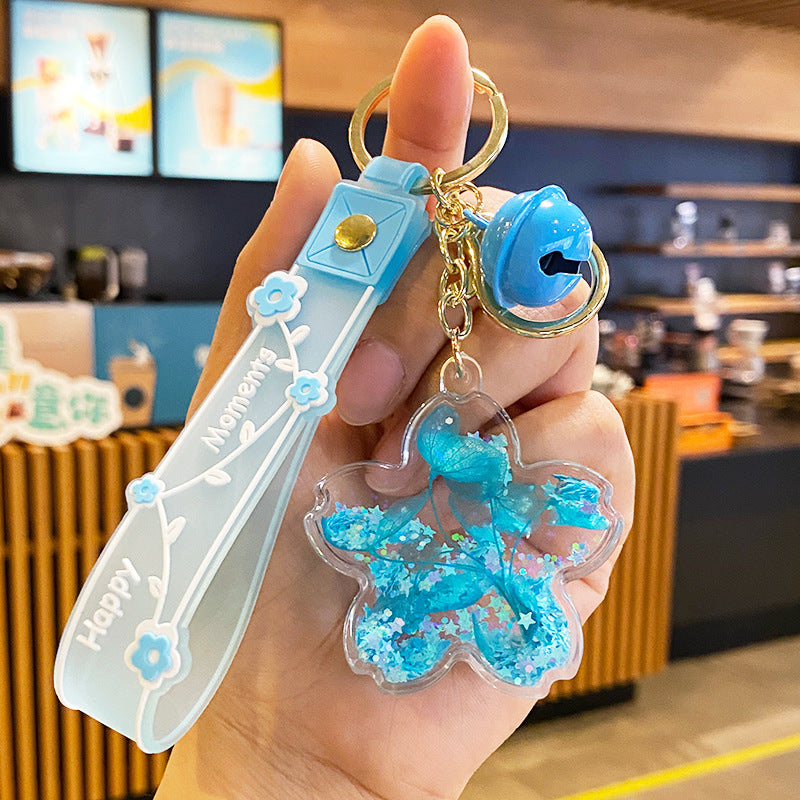 Wholesale Cherry Blossom Oil Drifting Bottle Acrylic Keychains