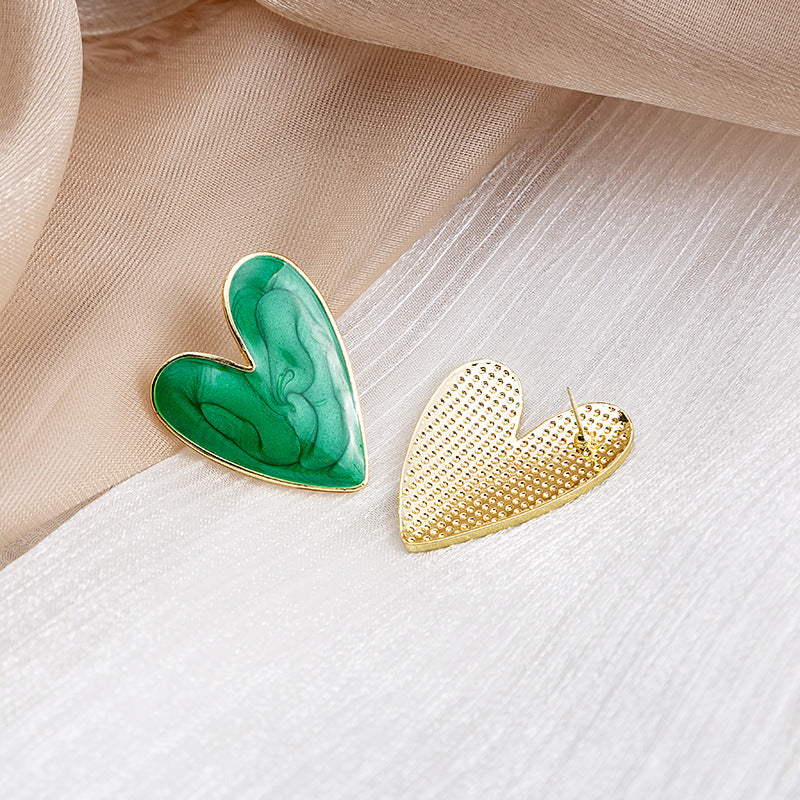 Wholesale Drip Oil Heart Alloy Ear Studs