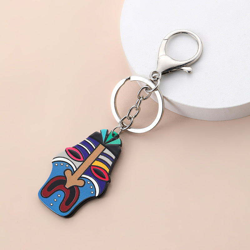 Wholesale Acrylic Boho Villain Face Mask Keychain