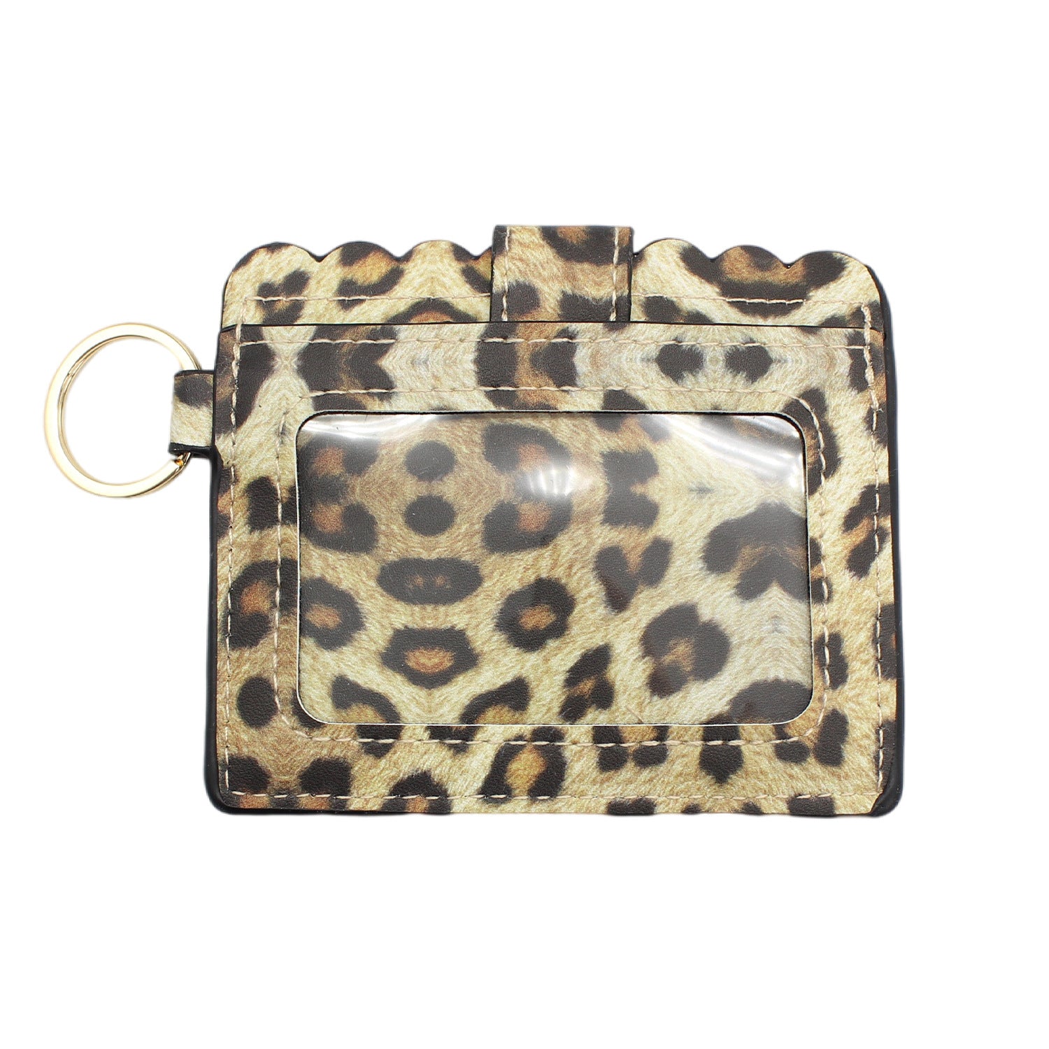 Llavero al por mayor del titular de la tarjeta del color sólido de la impresión del leopardo de la PU