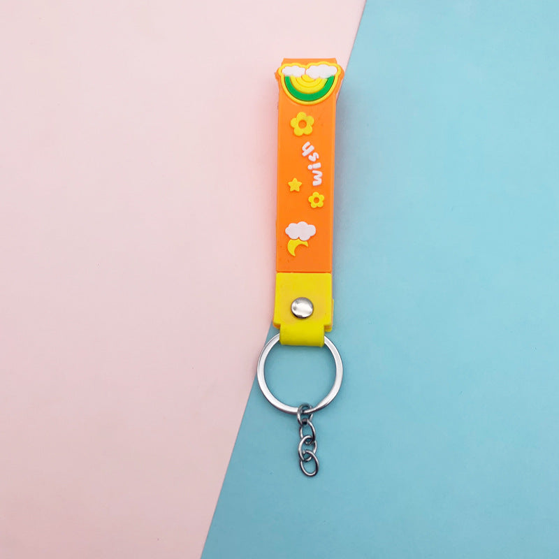 Wholesale Candy Color Rainbow Soft PVC Lanyard Keychains