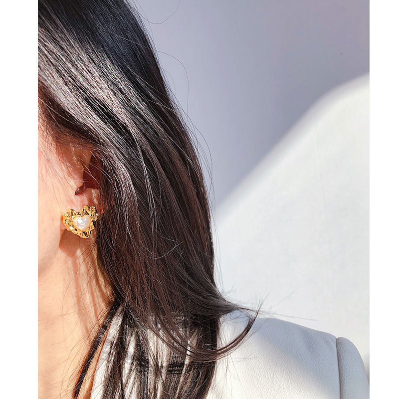 wholesale Copper Gold Heart Pearl Clavicle Necklace