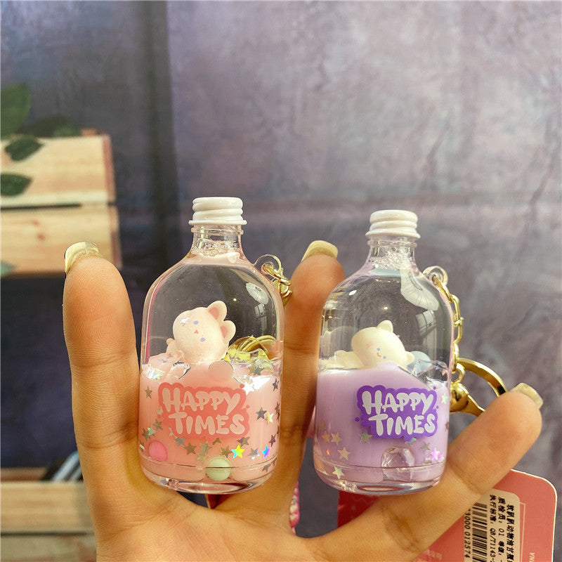 Aceite acrílico al por mayor en la cadena de llave de la botella de deriva líquida