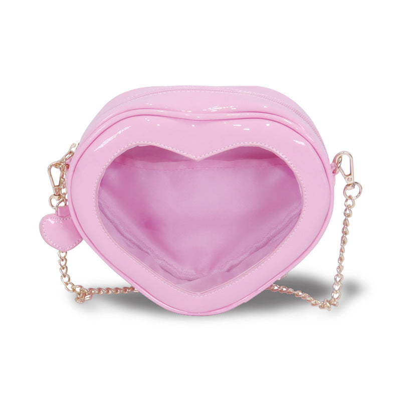 Wholesale PVC Transparent Heart Chain Shoulder Bag
