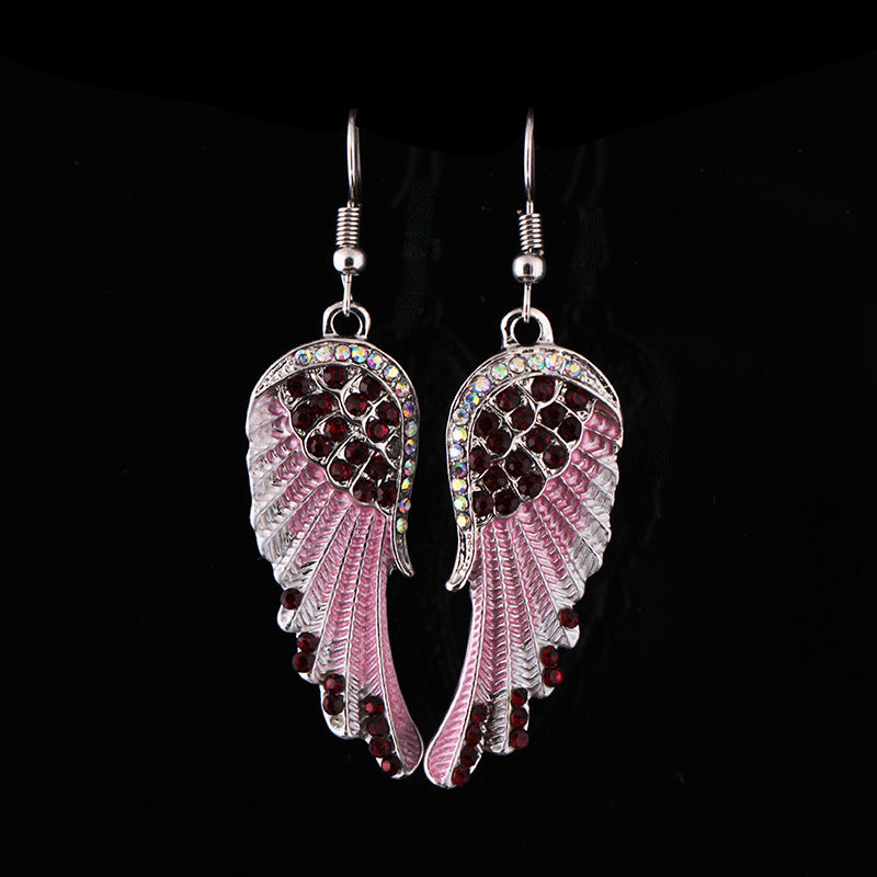 Wholesale Angel Wings Rhinestone Alloy Earrings