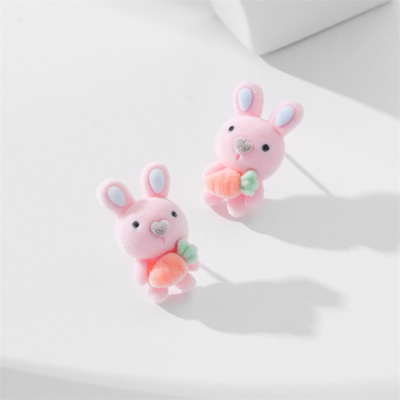 Wholesale Cute Animals Cartoon Flocking Earrings