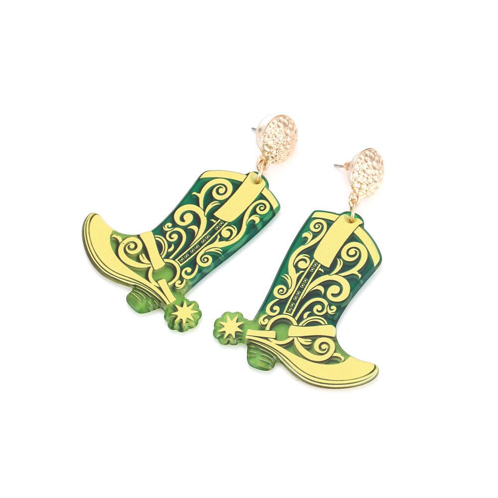 Venta al por mayor Pendientes De Acrílico De Botas Vaqueras Occidentales