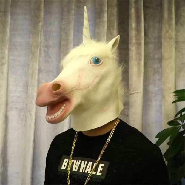 Wholesale 2PCS Animal Horse Head Cover Latex Headwear