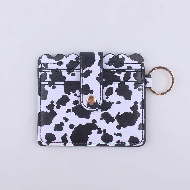 Wholesale Leopard Print Cow Print ID Case PU Leather Card Holder Keychain Coin Purse