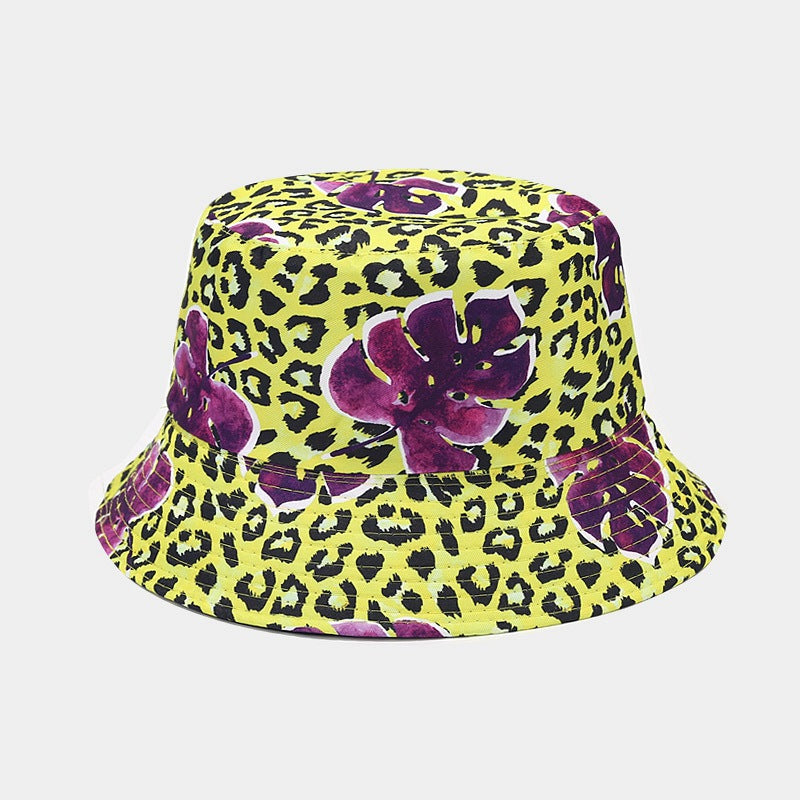 Wholesale Cotton Polyester Foldable Leopard Print Reversible Fisherman Hat