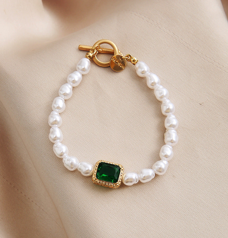 Wholesale Vintage Emerald Pearl Bracelet