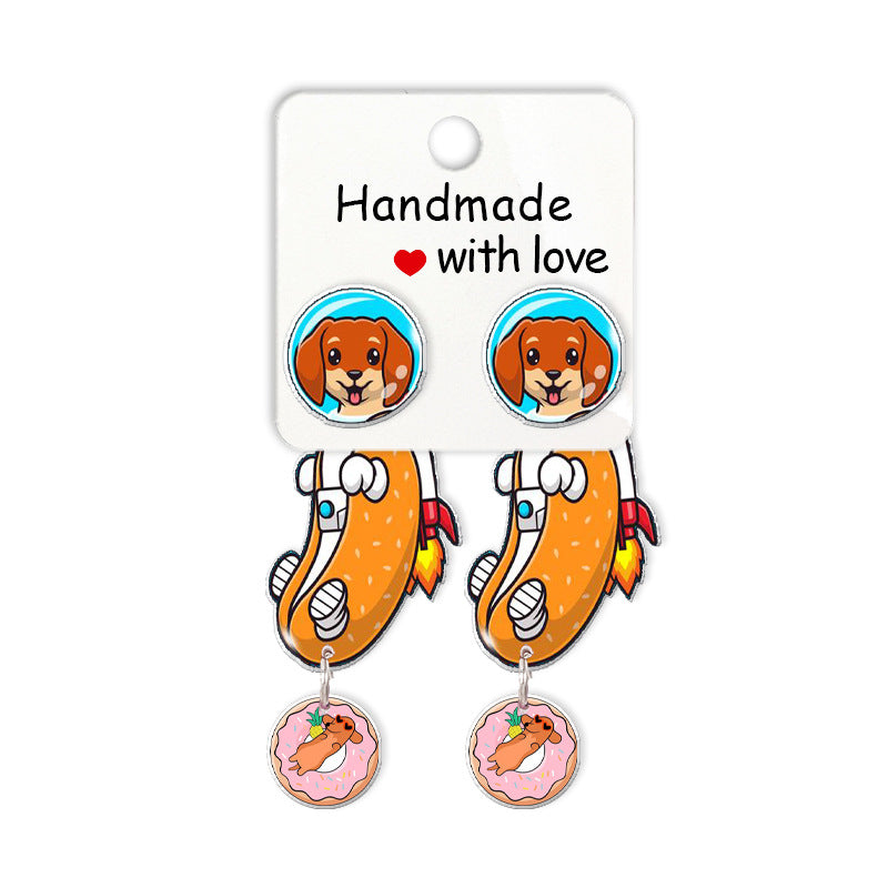 Wholesale Cartoon Cute Animal Dachshund Acrylic Earrings