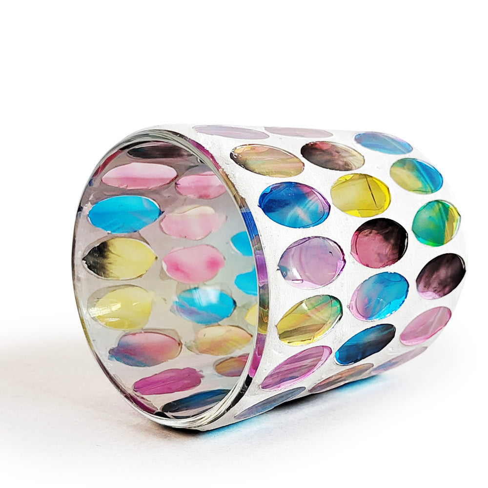 Wholesale Rainbow Disc Mosaic Glass Candle Holder 10PCS