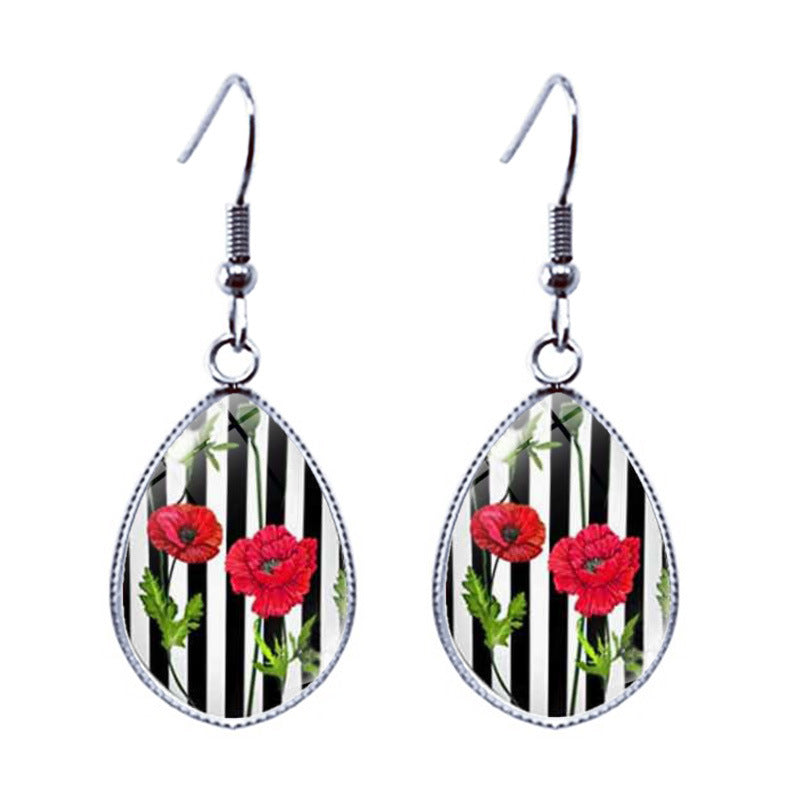 Wholesale Flowers Water Drop Glass Earrings